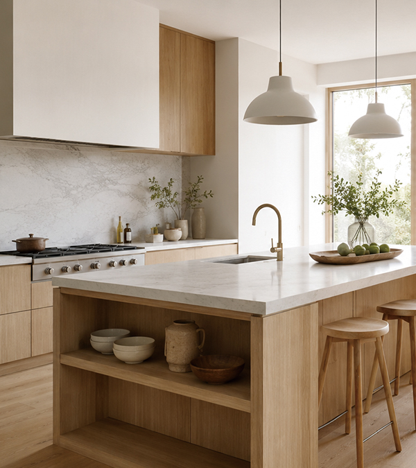 Complete kitchen renovation with cabinets, countertop, sink, and backsplash